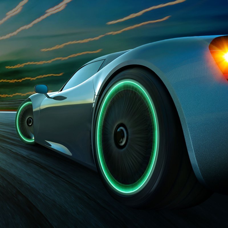 Green Luminous Tire Valve Caps — 4-Piece Set